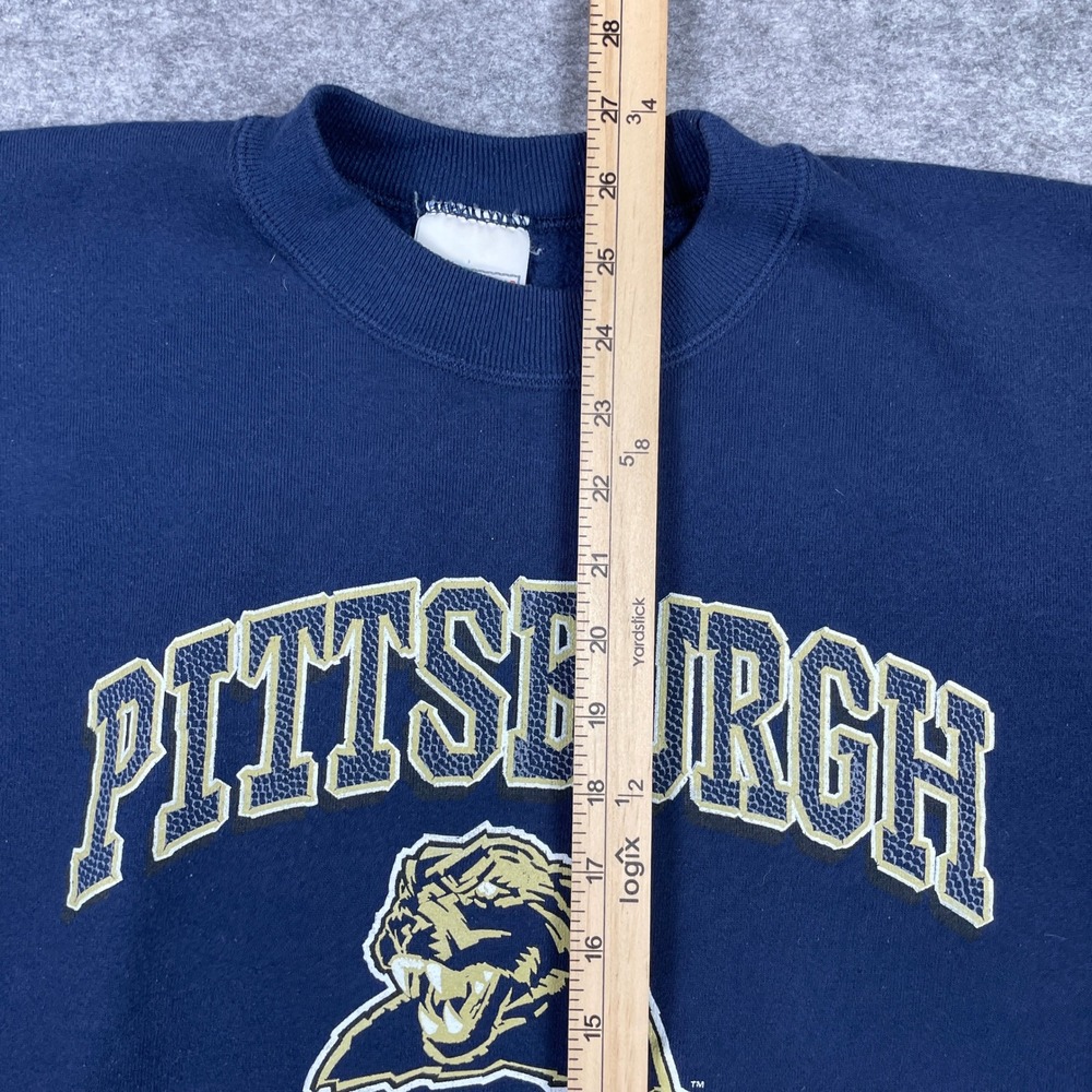 VTG Pittsburgh Panthers Sweatshirt Mens XL Navy Hanes Heavyweight Pitt Crewneck - Picture 6 of 9